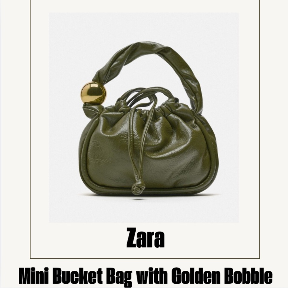 ZARA MINI BUCKET BAG WITH GOLDEN BOBBLE